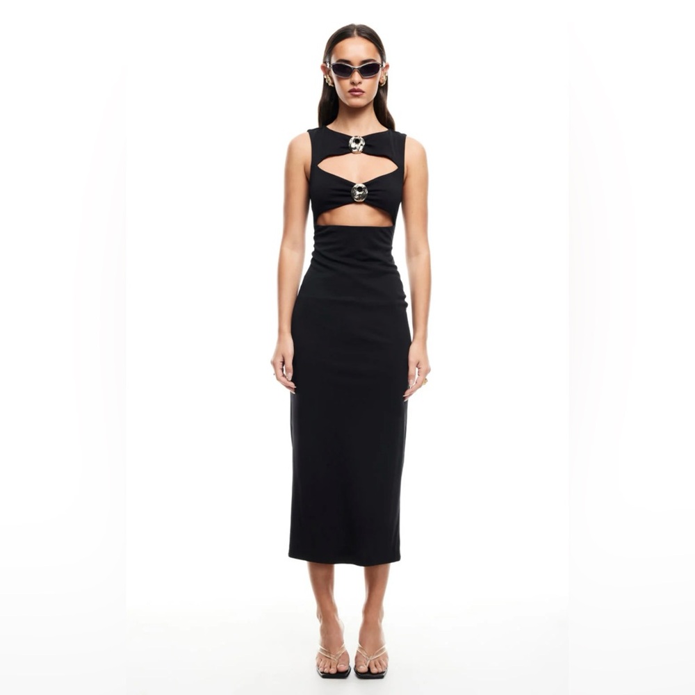 Lioness Black Cut-Out Midi Dress